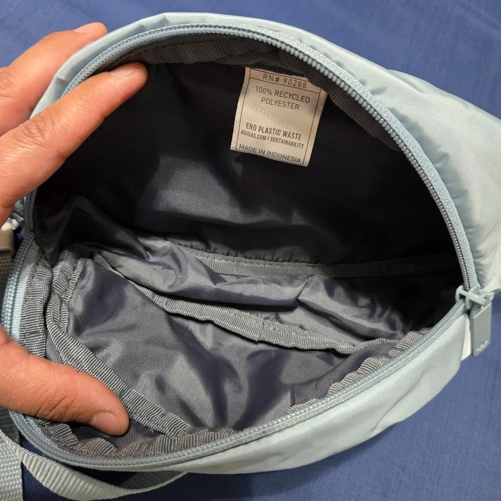 Adidas Belt Bag Mens Small Blue Recycled Polyester Zip Fanny Pack Sports Travel‎